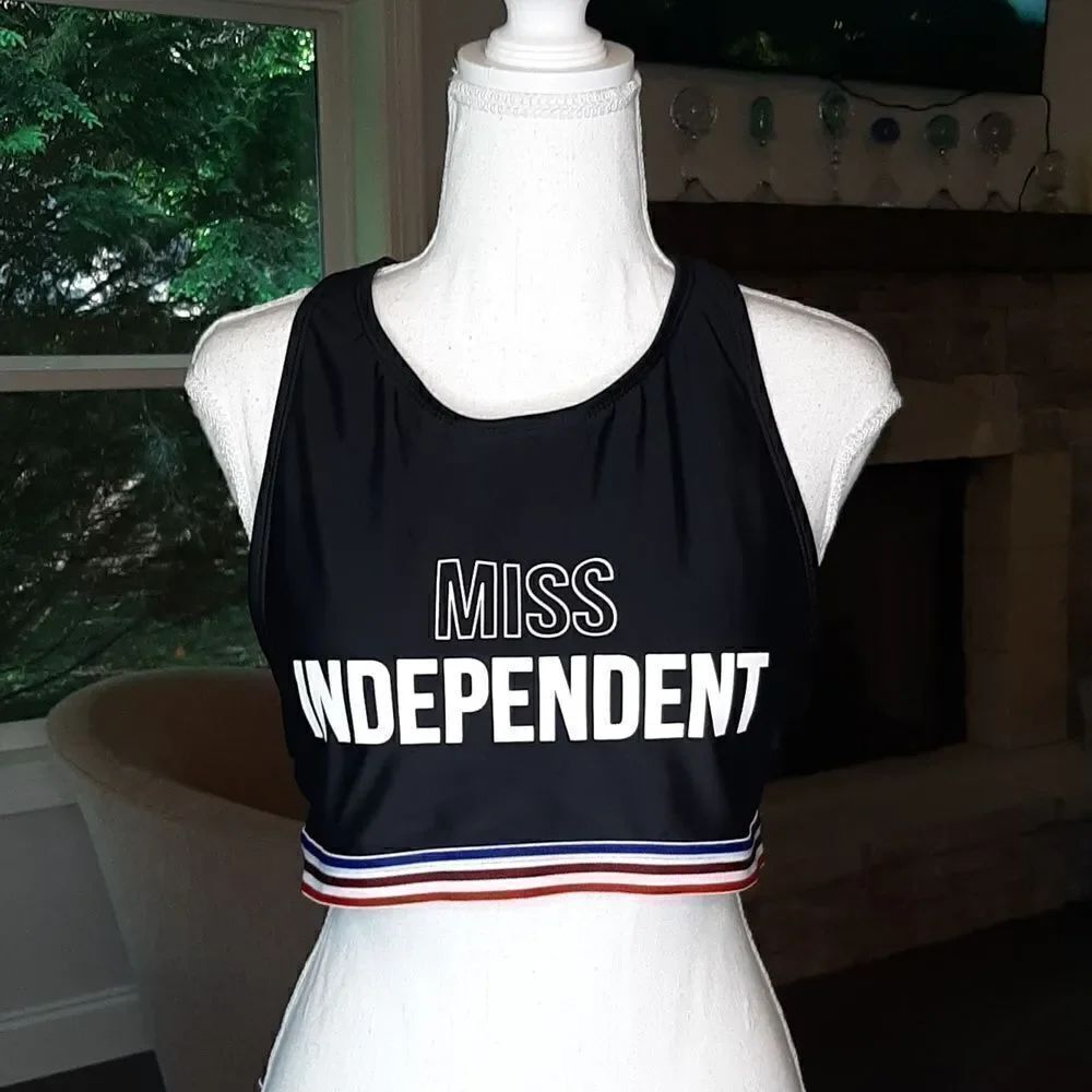 No Boundaries "Miss Independent" Black Recerback Padded Sports Bra